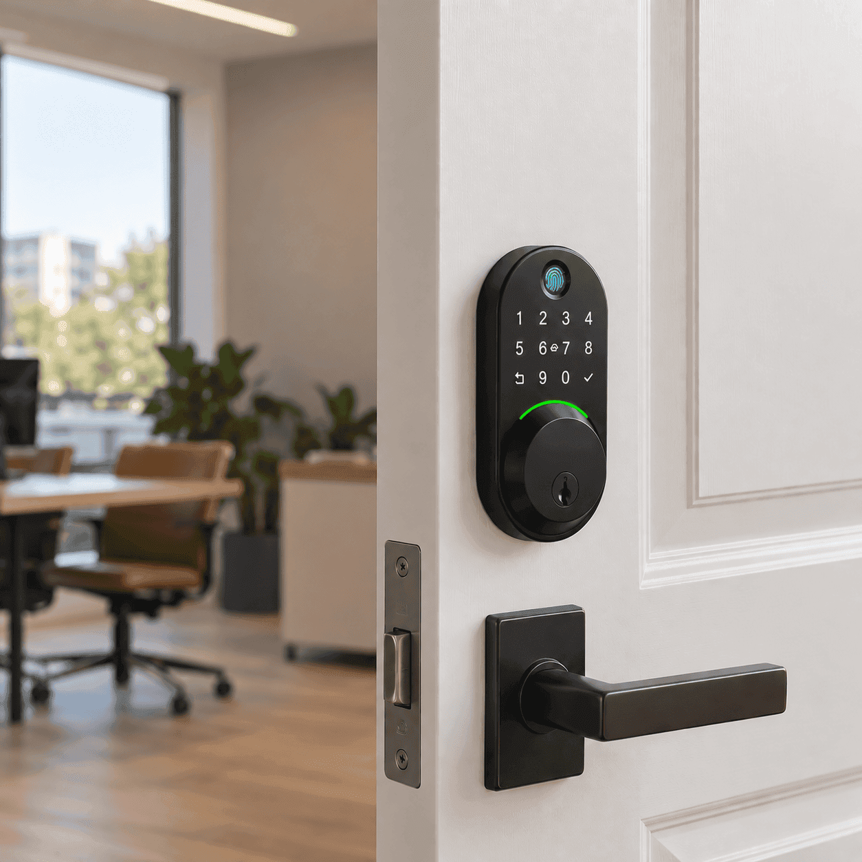 DoorLock Pro smart keyless deadbolt installed on front door